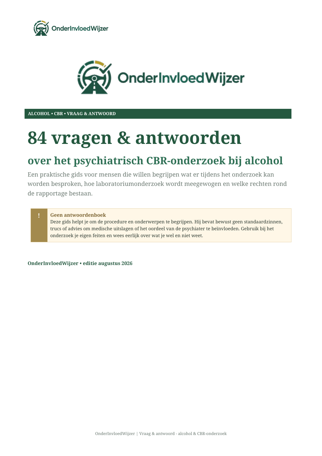 Voorbeeld van de Alcohol CBR-gids
